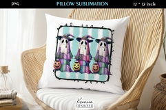 Patchwork Ghost Pillow Sublimation Design Fall Halloween Product Image 1