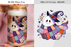 Patchwork Ghost Coquette Halloween Glass Can Wrap Product Image 1