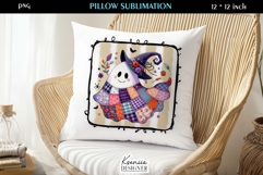 Patchwork Ghost Pillow Sublimation Design Fall Halloween Product Image 1