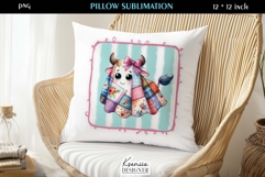 Patchwork Ghost Pillow Sublimation Design Fall Halloween Product Image 1