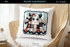 Patchwork Ghost Pillow Sublimation Design Fall Halloween Product Image 1