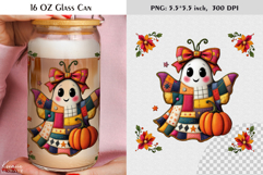 Patchwork Ghost Coquette Halloween Glass Can Wrap Product Image 1