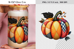 Patchwork Pumpkin Coquette Halloween Glass Can Wrap Product Image 1