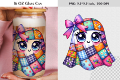 Patchwork Ghost Coquette Halloween Glass Can Wrap Product Image 1