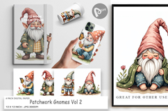 Patchwork Gnomes Digital Paper Product Image 1
