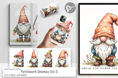 Patchwork Gnomes Digital Paper Product Image 1