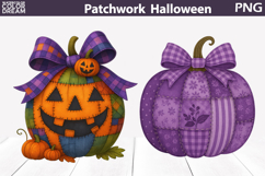 Halloween Patchwork Clipart | Pumpkin Jack O Lantern Product Image 1