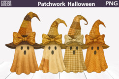 Halloween Patchwork Clipart | Ghost Witch Hat Bow Product Image 1