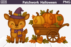 Halloween Patchwork Clipart | Cute Deer Witch Hat Product Image 1