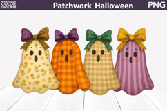 Halloween Patchwork Clipart | Cute Ghost Bow Sublimation Product Image 1
