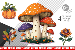 Patchwork Halloween Botanical Clipart Product Image 1