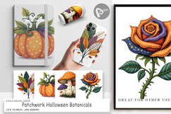 Digital Paper Patchwork Halloween Botanicals Product Image 1