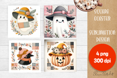 Halloween patchwork square coaster sublimation designs Product Image 1