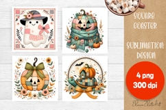 Halloween patchwork square coaster sublimation designs Product Image 1
