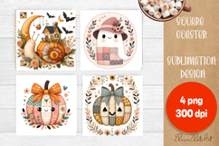 Halloween patchwork square coaster sublimation designs Product Image 1