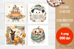 Halloween patchwork square coaster sublimation designs Product Image 1