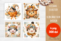 Halloween patchwork square coaster sublimation designs Product Image 1
