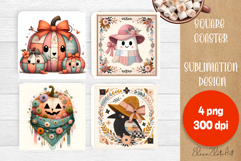 Halloween patchwork square coaster sublimation designs Product Image 1