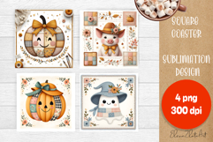 Halloween patchwork square coaster sublimation designs Product Image 1