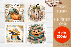 Halloween patchwork square coaster sublimation designs Product Image 1