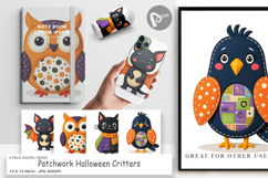 Digital Paper Patchwork Halloween Critters Product Image 1
