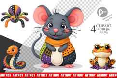Patchwork Halloween Critters Clipart Product Image 1