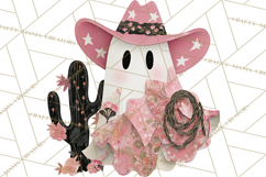 Patchwork Cowboy Ghost Halloween Clipart PNG, Western Product Image 2