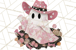 Patchwork Cowboy Ghost Halloween Clipart PNG, Western Product Image 3