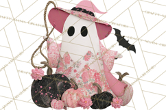 Patchwork Cowboy Ghost Halloween Clipart PNG, Western Product Image 2