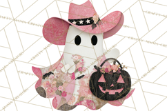 Patchwork Cowboy Ghost Halloween Clipart PNG, Western Product Image 3
