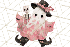 Patchwork Cowboy Ghost Halloween Clipart PNG, Western Product Image 3