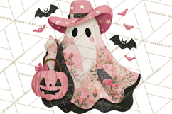 Patchwork Cowboy Ghost Halloween Clipart PNG, Western Product Image 5