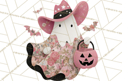Patchwork Cowboy Ghost Halloween Clipart PNG, Western Product Image 3