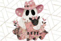 Patchwork Cowboy Ghost Halloween Clipart PNG, Western Product Image 4