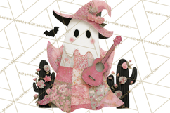 Patchwork Cowboy Ghost Halloween Clipart PNG, Western Product Image 5