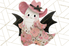 Patchwork Cowboy Ghost Halloween Clipart PNG, Western Product Image 4