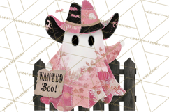 Patchwork Cowboy Ghost Halloween Clipart PNG, Western Product Image 3