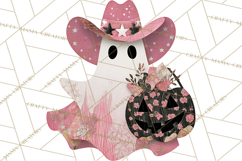 Patchwork Cowboy Ghost Halloween Clipart PNG, Western Product Image 5