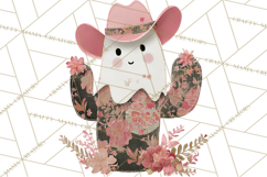 Patchwork Cowboy Ghost Halloween Clipart PNG, Western Product Image 3