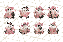 Patchwork Cowboy Ghost Halloween Clipart PNG, Western Product Image 5