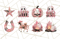 Patchwork Cowboy Ghost Halloween Clipart PNG, Western Product Image 8