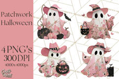 Patchwork Cowboy Ghost Halloween Clipart PNG, Western Product Image 1