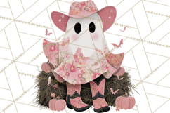 Patchwork Cowboy Ghost Halloween Clipart PNG, Western Product Image 3