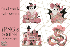 Patchwork Cowboy Ghost Halloween Clipart PNG, Western Product Image 1