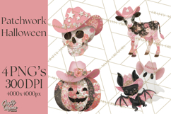 Patchwork Cowboy Ghost Halloween Clipart PNG, Western Product Image 1