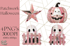 Patchwork Cowboy Ghost Halloween Clipart PNG, Western Product Image 1