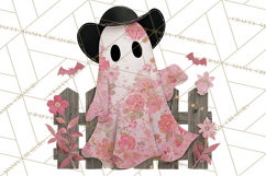 Patchwork Cowboy Ghost Halloween Clipart PNG, Western Product Image 4