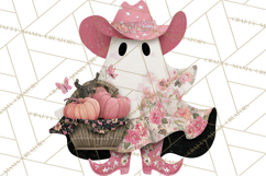 Patchwork Cowboy Ghost Halloween Clipart PNG, Western Product Image 5