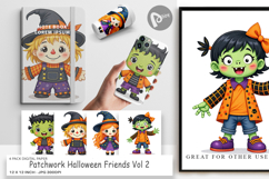 Digital Paper Patchwork Halloween Friends Product Image 1