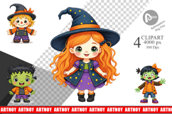 Patchwork Halloween Friends Clipart Product Image 1